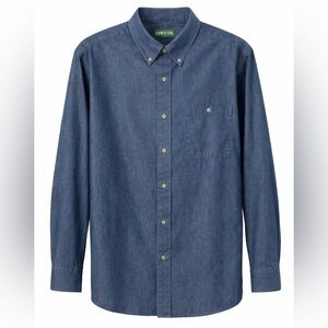 Orvis Mens Chambray Button Down Shirt Blue Long Sleeve Pocket Casual Size L